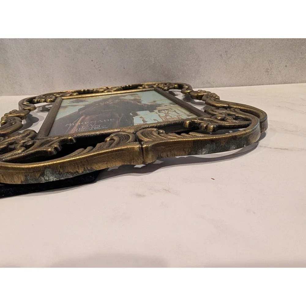 Fetco International Serenade Gold Ornate Filigree 4x5 Picture Frame Vintage